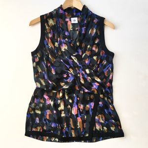 CAbi Faux Wrap Style 3077 Colorful Dot Print Sleeveless Top, Small